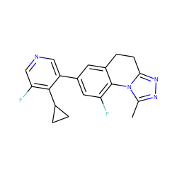 Cc1nnc2n1-c1c(F)cc(-c3cncc(F)c3C3CC3)cc1CC2 ZINC000205339116