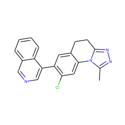 Cc1nnc2n1-c1cc(Cl)c(-c3cncc4ccccc34)cc1CC2 ZINC000095586010