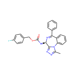 Cc1nnc2n1-c1ccccc1C(c1ccccc1)=N[C@@H]2NC(=O)OCc1ccc(F)cc1 ZINC000096284862