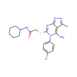 Cc1nnc2nc(SCC(=O)NC3CCCCC3)n(-c3ccc(Br)cc3)c(N)c1-2 ZINC000101789563