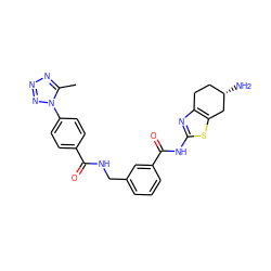 Cc1nnnn1-c1ccc(C(=O)NCc2cccc(C(=O)Nc3nc4c(s3)C[C@@H](N)CC4)c2)cc1 ZINC000167954160