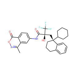 Cc1noc(=O)c2ccc(NC(=O)[C@@](O)(C[C@]3(C4CCCCC4)CCCc4ccccc43)C(F)(F)F)cc12 ZINC000101416036