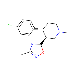 Cc1noc([C@@H]2CN(C)CC[C@H]2c2ccc(Cl)cc2)n1 ZINC000026179868