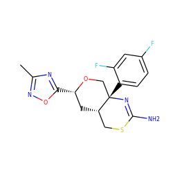 Cc1noc([C@H]2C[C@H]3CSC(N)=N[C@@]3(c3ccc(F)cc3F)CO2)n1 ZINC000146166260