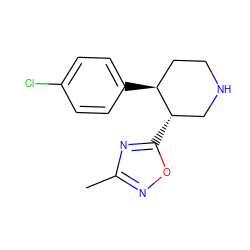 Cc1noc([C@H]2CNCC[C@@H]2c2ccc(Cl)cc2)n1 ZINC000013475001