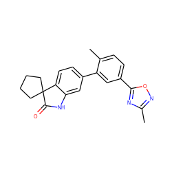 Cc1noc(-c2ccc(C)c(-c3ccc4c(c3)NC(=O)C43CCCC3)c2)n1 ZINC000073196954