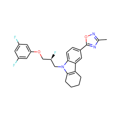 Cc1noc(-c2ccc3c(c2)c2c(n3C[C@H](F)COc3cc(F)cc(F)c3)CCCC2)n1 ZINC000095573353