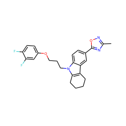 Cc1noc(-c2ccc3c(c2)c2c(n3CCCOc3ccc(F)c(F)c3)CCCC2)n1 ZINC000095579850