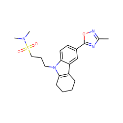 Cc1noc(-c2ccc3c(c2)c2c(n3CCCS(=O)(=O)N(C)C)CCCC2)n1 ZINC000095578526