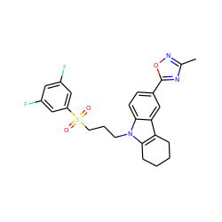 Cc1noc(-c2ccc3c(c2)c2c(n3CCCS(=O)(=O)c3cc(F)cc(F)c3)CCCC2)n1 ZINC000095576882