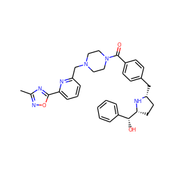 Cc1noc(-c2cccc(CN3CCN(C(=O)c4ccc(C[C@@H]5CC[C@H]([C@H](O)c6ccccc6)N5)cc4)CC3)n2)n1 ZINC001772586528