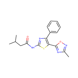 Cc1noc(-c2sc(NC(=O)CC(C)C)nc2-c2ccccc2)n1 ZINC000035965794