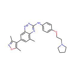 Cc1noc(C)c1-c1cc(C)c2nc(Nc3ccc(OCCN4CCCC4)cc3)nnc2c1 ZINC000028702752