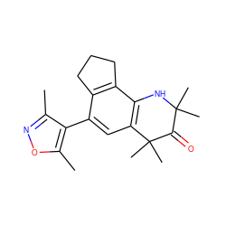 Cc1noc(C)c1-c1cc2c(c3c1CCC3)NC(C)(C)C(=O)C2(C)C ZINC000043197407