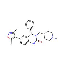 Cc1noc(C)c1-c1ccc2c(c1)[C@H](c1ccccc1)N(CC1CCN(C)CC1)C(=O)N2 ZINC000218671586