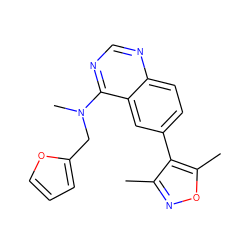 Cc1noc(C)c1-c1ccc2ncnc(N(C)Cc3ccco3)c2c1 ZINC000004268152