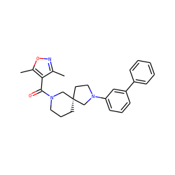 Cc1noc(C)c1C(=O)N1CCC[C@@]2(CCN(c3cccc(-c4ccccc4)c3)C2)C1 ZINC000004238108