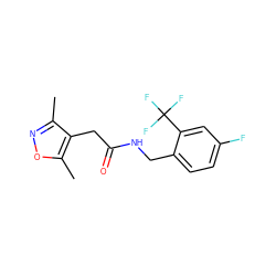 Cc1noc(C)c1CC(=O)NCc1ccc(F)cc1C(F)(F)F ZINC000078318020