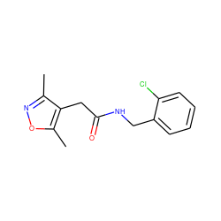 Cc1noc(C)c1CC(=O)NCc1ccccc1Cl ZINC000019173425