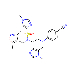 Cc1noc(C)c1CN(CCN(Cc1cncn1C)c1ccc(C#N)cc1)S(=O)(=O)c1cn(C)cn1 ZINC000064540789