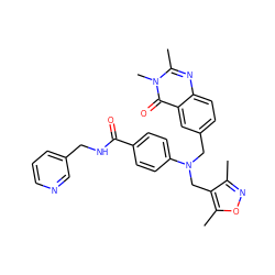 Cc1noc(C)c1CN(Cc1ccc2nc(C)n(C)c(=O)c2c1)c1ccc(C(=O)NCc2cccnc2)cc1 ZINC000072107288