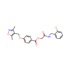 Cc1noc(C)c1COc1ccc(C(=O)OCC(=O)NCc2ccccc2Cl)cc1 ZINC000003341350