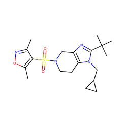 Cc1noc(C)c1S(=O)(=O)N1CCc2c(nc(C(C)(C)C)n2CC2CC2)C1 ZINC000043080725