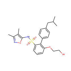Cc1noc(NS(=O)(=O)c2cccc(OCCO)c2-c2ccc(CC(C)C)cc2)c1C ZINC000013782463