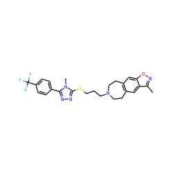 Cc1noc2cc3c(cc12)CCN(CCCSc1nnc(-c2ccc(C(F)(F)F)cc2)n1C)CC3 ZINC000029126946