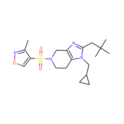 Cc1nocc1S(=O)(=O)N1CCc2c(nc(CC(C)(C)C)n2CC2CC2)C1 ZINC000043024169