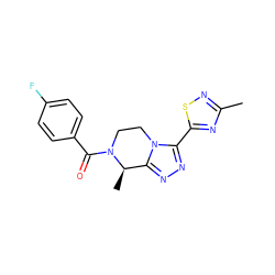 Cc1nsc(-c2nnc3n2CCN(C(=O)c2ccc(F)cc2)[C@@H]3C)n1 ZINC000218861630