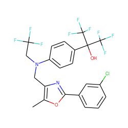 Cc1oc(-c2cccc(Cl)c2)nc1CN(CC(F)(F)F)c1ccc(C(O)(C(F)(F)F)C(F)(F)F)cc1 ZINC000038149638