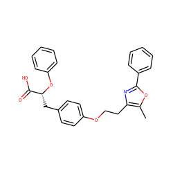 Cc1oc(-c2ccccc2)nc1CCOc1ccc(C[C@@H](Oc2ccccc2)C(=O)O)cc1 ZINC000012358533