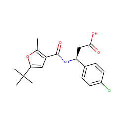 Cc1oc(C(C)(C)C)cc1C(=O)N[C@@H](CC(=O)O)c1ccc(Cl)cc1 ZINC000299856480