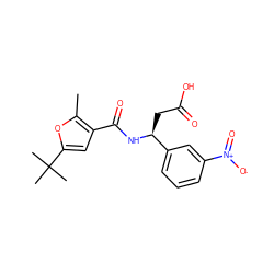 Cc1oc(C(C)(C)C)cc1C(=O)N[C@@H](CC(=O)O)c1cccc([N+](=O)[O-])c1 ZINC000299855065