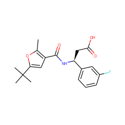 Cc1oc(C(C)(C)C)cc1C(=O)N[C@@H](CC(=O)O)c1cccc(F)c1 ZINC000299859344