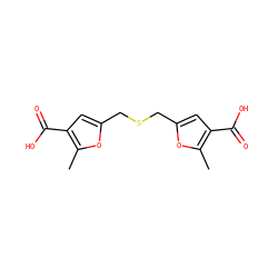 Cc1oc(CSCc2cc(C(=O)O)c(C)o2)cc1C(=O)O ZINC000000041425