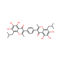 Cc1oc2c(CC(C)C)c(O)c(O)c(O)c2c(=O)c1-c1ccc(-c2c(C)oc3c(CC(C)C)c(O)c(O)c(O)c3c2=O)cc1 ZINC000028656069