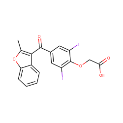 Cc1oc2ccccc2c1C(=O)c1cc(I)c(OCC(=O)O)c(I)c1 ZINC000027715992