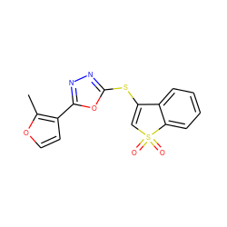 Cc1occc1-c1nnc(SC2=CS(=O)(=O)c3ccccc32)o1 ZINC000009614875