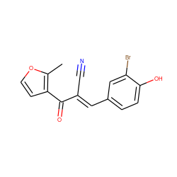 Cc1occc1C(=O)/C(C#N)=C/c1ccc(O)c(Br)c1 ZINC000008429791