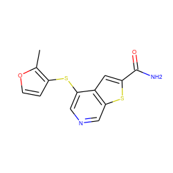 Cc1occc1Sc1cncc2sc(C(N)=O)cc12 ZINC000013862356