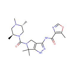 Cc1ocnc1C(=O)Nc1n[nH]c2c1CN(C(=O)N1C[C@@H](C)N(C)C[C@@H]1C)C2(C)C ZINC000114184601