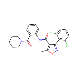 Cc1onc(-c2c(Cl)cccc2Cl)c1C(=O)Nc1ccccc1C(=O)N1CCCCC1 ZINC000028133535