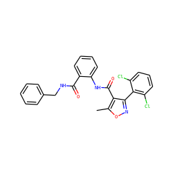 Cc1onc(-c2c(Cl)cccc2Cl)c1C(=O)Nc1ccccc1C(=O)NCc1ccccc1 ZINC000028138234