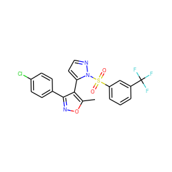 Cc1onc(-c2ccc(Cl)cc2)c1-c1ccnn1S(=O)(=O)c1cccc(C(F)(F)F)c1 ZINC000001031708