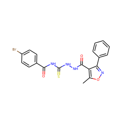 Cc1onc(-c2ccccc2)c1C(=O)NNC(=S)NC(=O)c1ccc(Br)cc1 ZINC000002257126