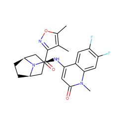 Cc1onc(C(=O)N2[C@H]3CC[C@@H]2C[C@H](Nc2cc(=O)n(C)c4cc(F)c(F)cc24)C3)c1C ZINC000169351706