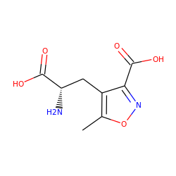 Cc1onc(C(=O)O)c1C[C@H](N)C(=O)O ZINC000002047740