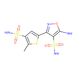 Cc1sc(-c2noc(N)c2S(N)(=O)=O)cc1S(N)(=O)=O ZINC001772598754